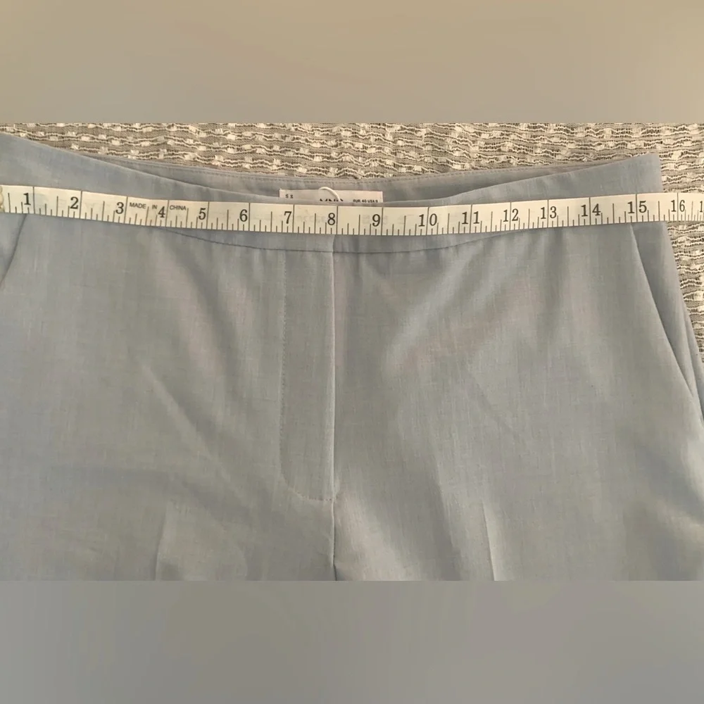 Mango Blue Trousers with Elegant Draped Design NWT - Size 8